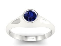 Złoty pierścionek z szafirem białe złoto 585 - p16226bsz