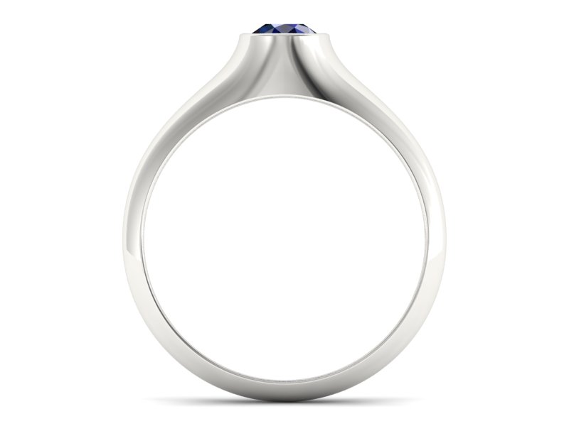 Złoty pierścionek z szafirem białe złoto 585 - p16226bsz