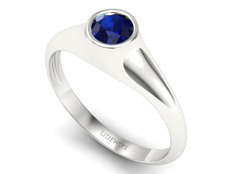 Złoty pierścionek z szafirem białe złoto 585 - p16226bsz