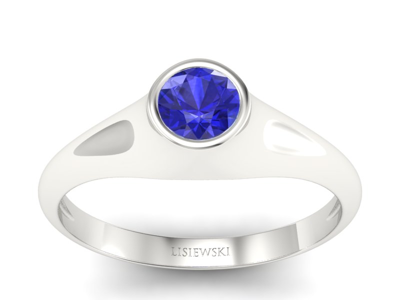 Złoty pierścionek z szafirem białe złoto - p16226bszc - 1
