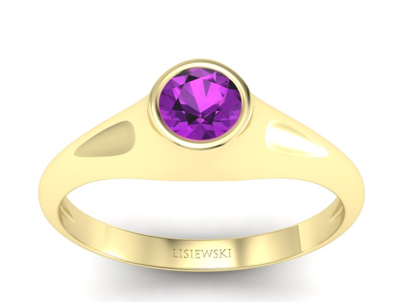 Złoty Pierścionek z ametystem żółte złoto 585 - p16226zat - 1