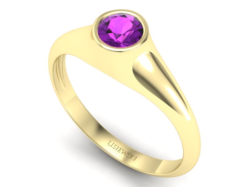 Złoty Pierścionek z ametystem żółte złoto 585 - p16226zat - 3