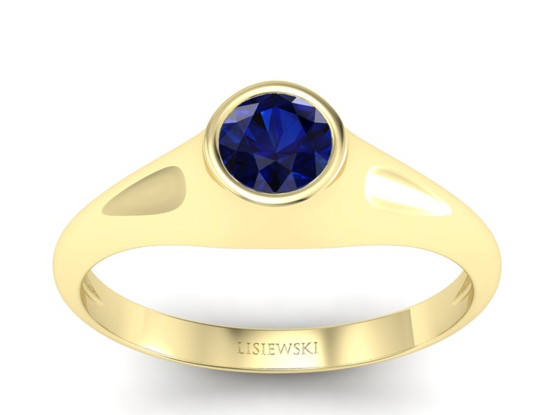 Złoty pierścionek z szafirem żółte złoto - p16226zsz - 1