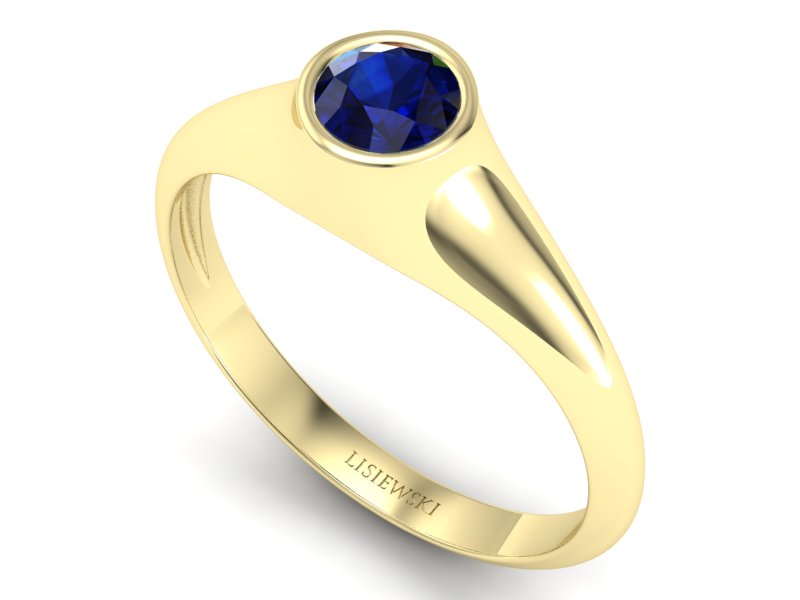 Złoty pierścionek z szafirem żółte złoto - p16226zsz - 3