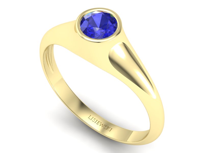 Złoty pierścionek z szafirem żółte złoto - p16226zszc - 3