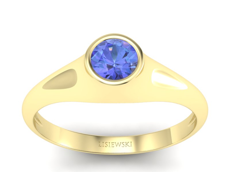 Złoty pierścionek z tanzanitem żółte złoto - p16226zt - 1