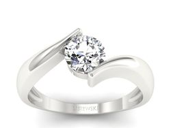 Złoty Pierścionek z brylantem białe złoto 585 - p16229b