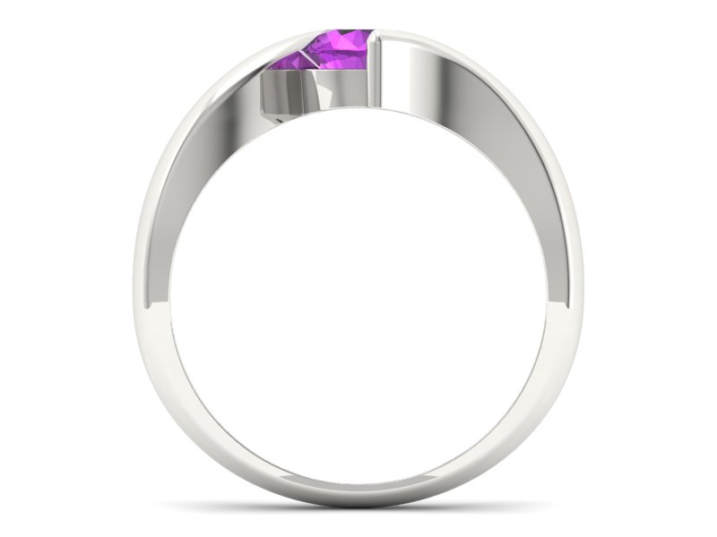 Złoty pierścionek z ametystem w eleganckiej oprawie - p16229bat - 2