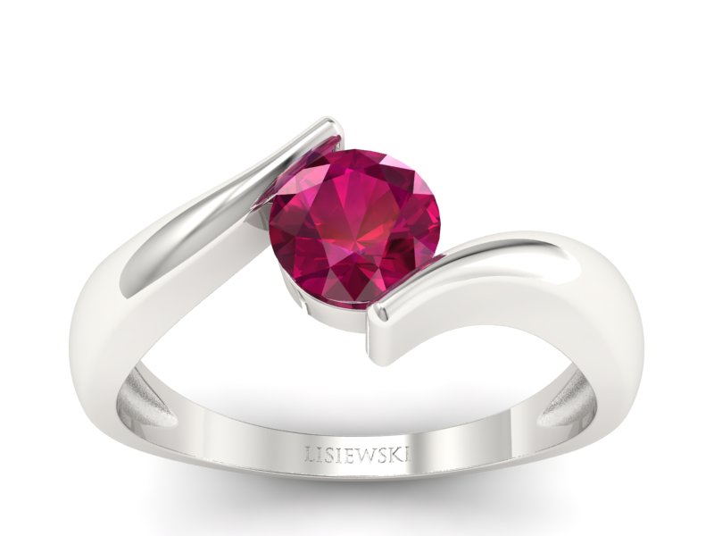 Pierścionek z rubinem brylantowym w białym złocie 585 - p16229br - 1