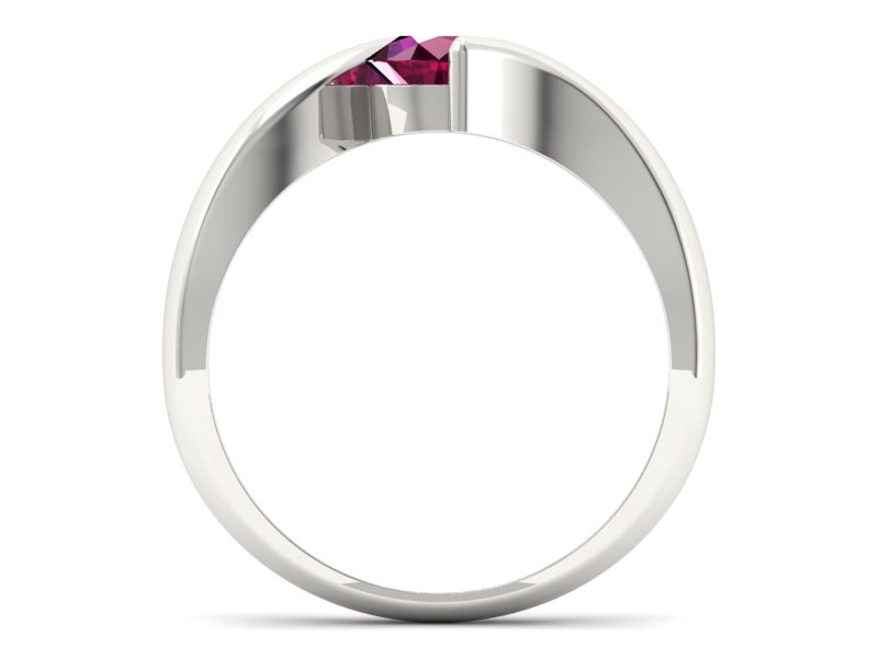 Pierścionek z rubinem brylantowym w białym złocie 585 - p16229br - 2
