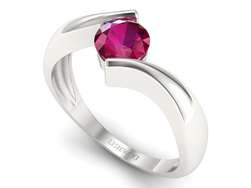 Pierścionek z rubinem brylantowym w białym złocie 585 - p16229br - 3