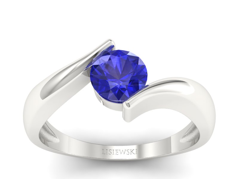 Wyjątkowy złoty pierścionek z szafirem w białym złocie - p16229bszc - 1