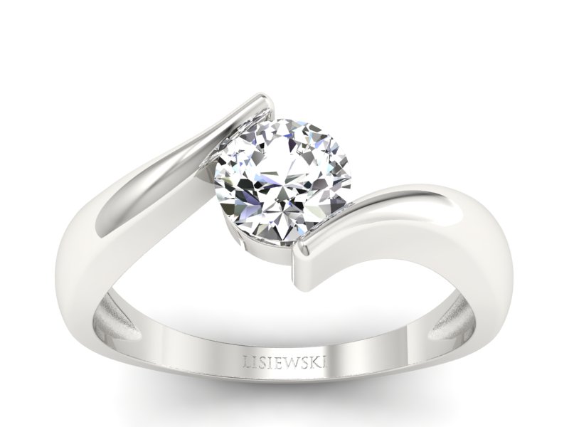 Złoty Pierścionek z brylantem białe złoto 585 - p16229bVV - 1