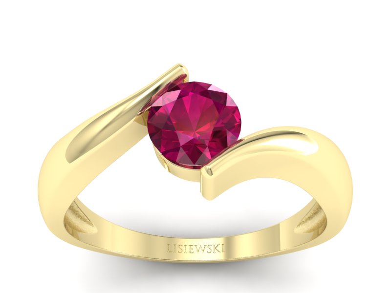 Złoty Pierścionek z rubinem żółte złoto próby 585 - p16229zr - 1