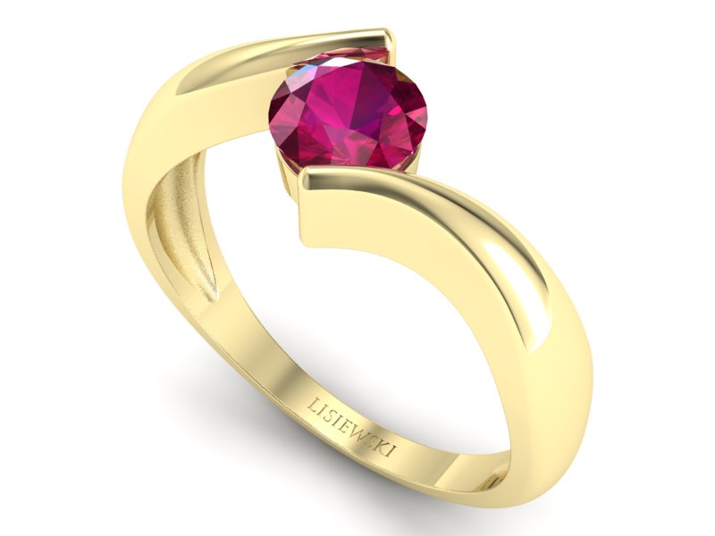 Złoty Pierścionek z rubinem żółte złoto próby 585 - p16229zr - 3