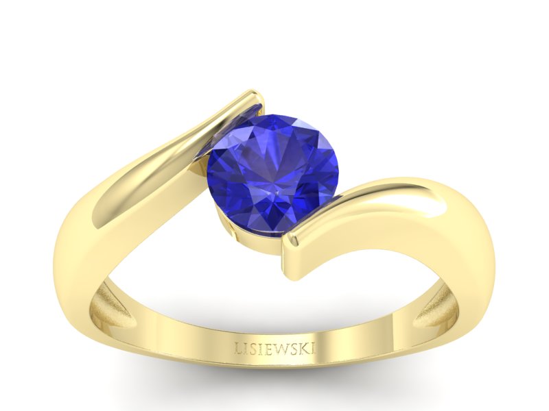 Złoty Pierścionek z szafirem żółte złoto szafir - p16229zszc - 1