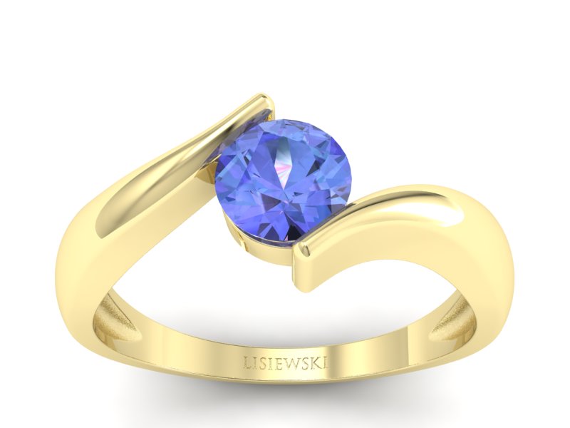 Złoty Pierścionek z tanzanitem żółte złoto 585 - p16229zt - 1