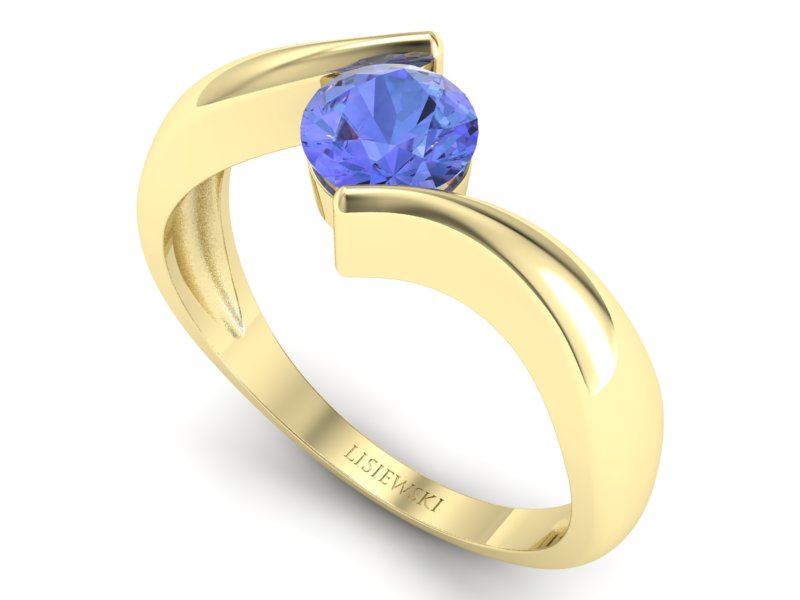Złoty Pierścionek z tanzanitem żółte złoto 585 - p16229zt - 3