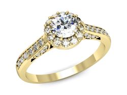 Złoty pierścionek z diamentami żółte złoto 585 - p16230z