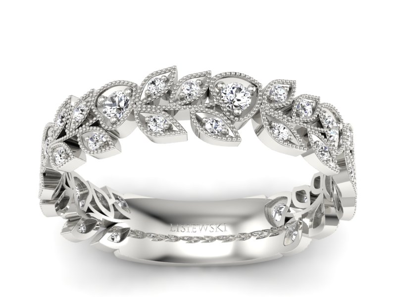 Pierścionek obrączka z brylantami białe złoto - p16231b - 1