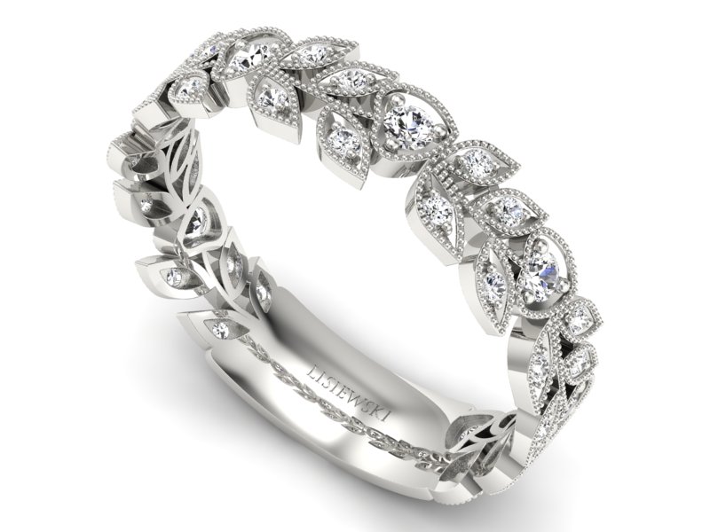 Pierścionek obrączka z brylantami białe złoto - p16231b - 3