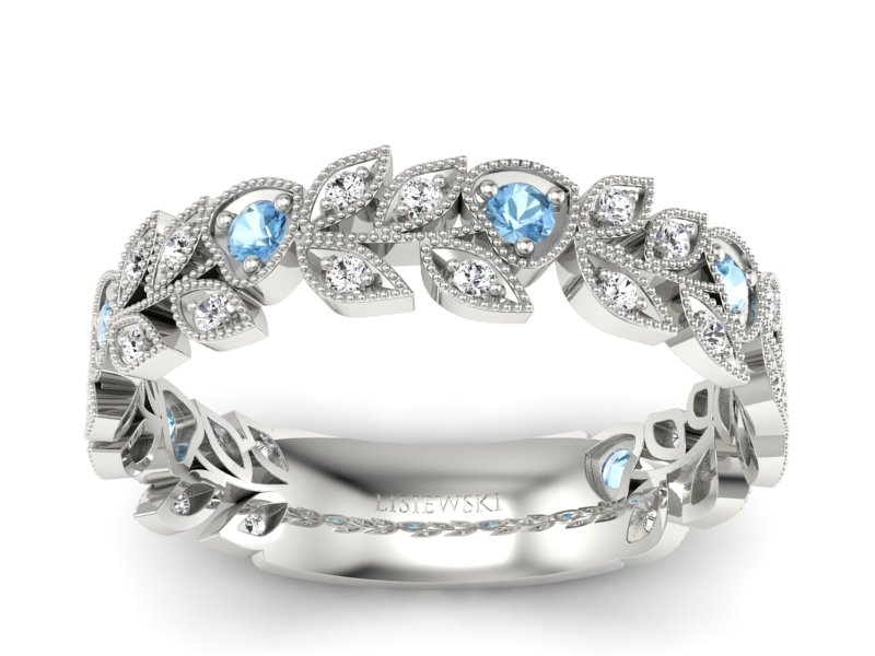 Obrączka białe złoto z topazami i brylantami - p16231ba - 1