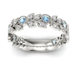 Obrączka białe złoto z topazami i brylantami 585 - p16231ba