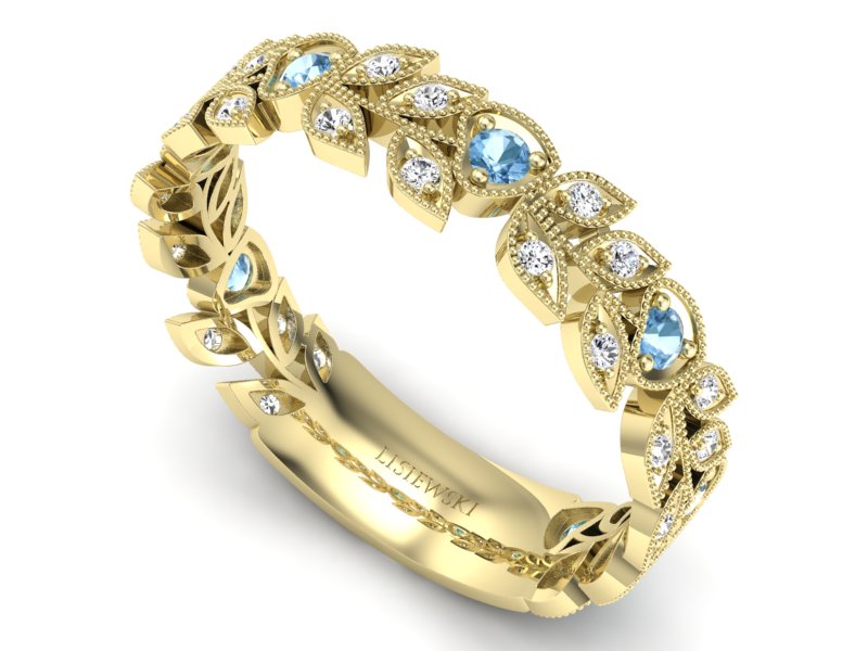Złota obrączka z topazami i brylantami - p16231za - 3
