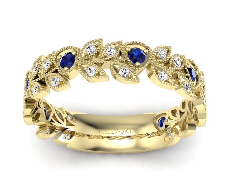 Obrączka z szafirami żółte złoto i brylantami - p16231zsz - 1