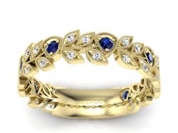 Obrączka z szafirami żółte złoto i brylantami - p16231zsz