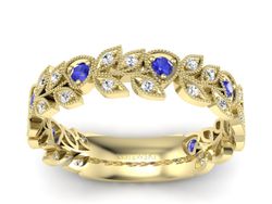 Obrączka z szafirami i brylantami żółte złoto - p16231zszc