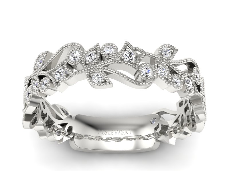 Pierscionek Obrączka z brylantami białe złoto 585 - p16232b - 1