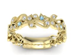 Obrączka żółte złoto z topazami i brylantami - p16232ztp