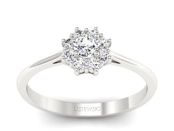 Złoty Pierścionek z brylantami białe złoto 585 - p16238b