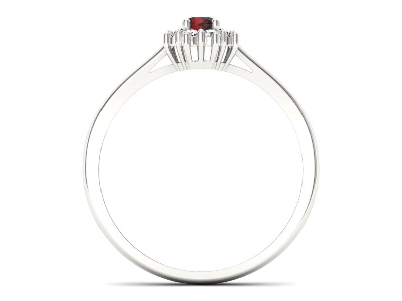 Pierścionek białe złoto z granatem i brylantami - p16238bgr - 2