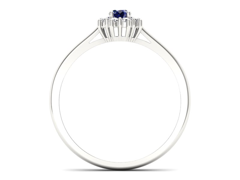 Pierścionek z szafirem i brylantami białe złoto - p16238bsz - 2