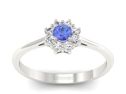 Pierścionek z tanzanitem białe złoto z brylantami - p16238bt