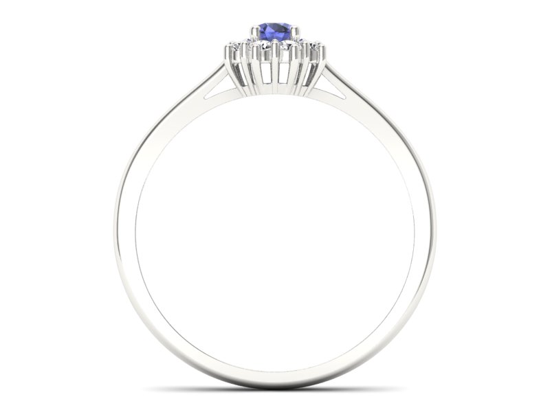 Pierścionek z tanzanitem białe złoto z brylantami - p16238bt - 2