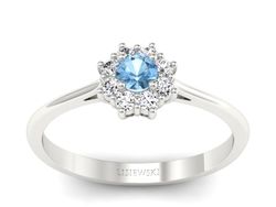 Pierścionek z topazem i brylantami białe złoto - p16238btp