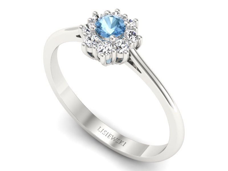 Pierścionek z topazem i brylantami białe złoto - p16238btp - 3