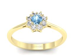 Pierścionek z topazem i brylantami żółte złoto - p16238za