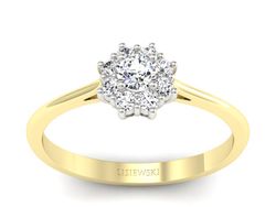 Pierścionek z diamentami żółte i białe złoto 585 - p16238zb