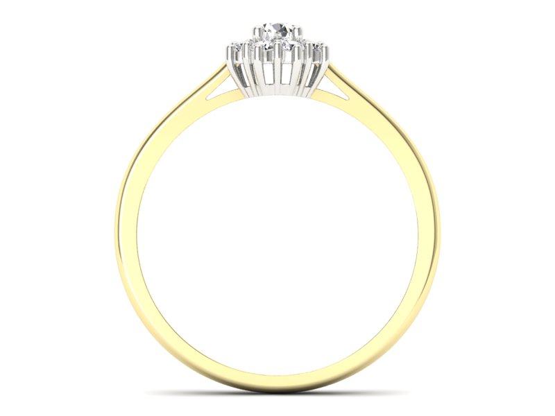 Pierścionek z diamentami żółte i białe złoto 585 - p16238zb