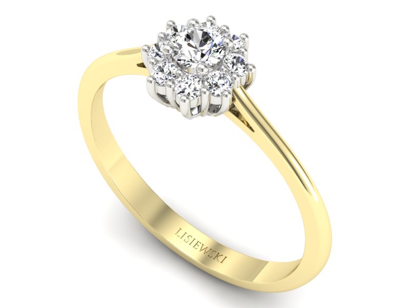 Pierścionek z diamentami żółte i białe złoto 585 - p16238zb