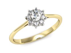 Pierścionek z diamentami żółte i białe złoto 585 - p16238zb