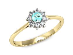 Pierścionek topaz i brylanty białe i żółte złoto - p16238zba