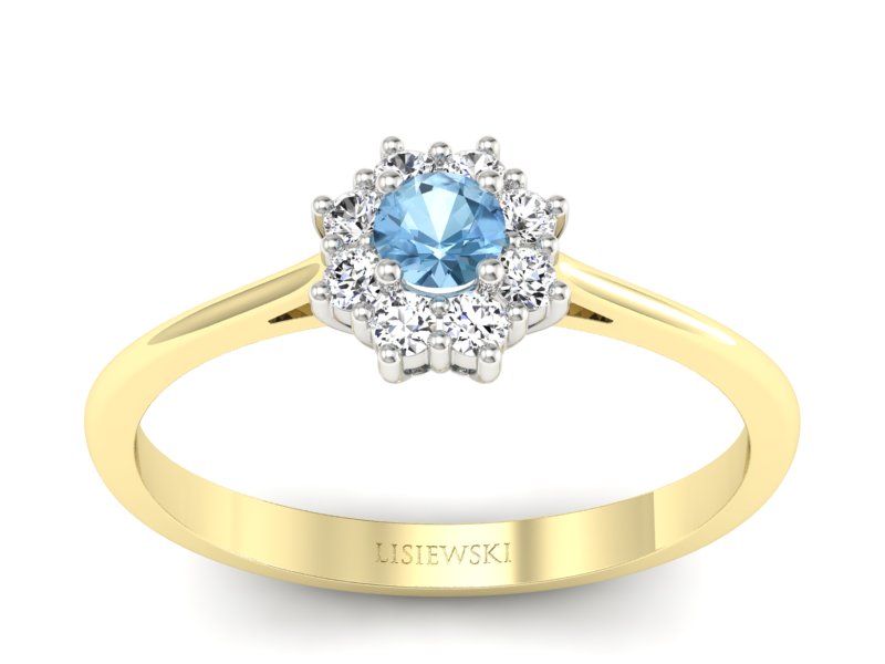 Pierścionek topaz i brylanty białe i żółte złoto - p16238zba - 1