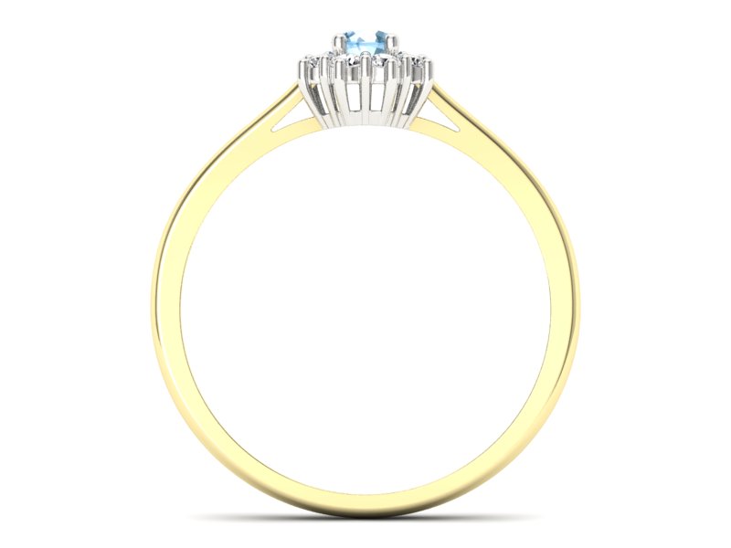 Pierścionek topaz i brylanty białe i żółte złoto - p16238zba - 2