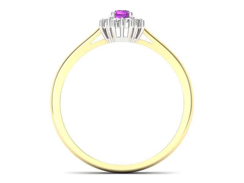 Złoty pierścionek ametyst brylanty złoto - p16238zbat - 2