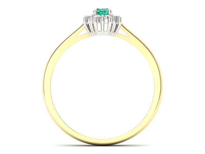 Złoty Pierścionek ze szmaragdem i diamentami - p16238zbsm